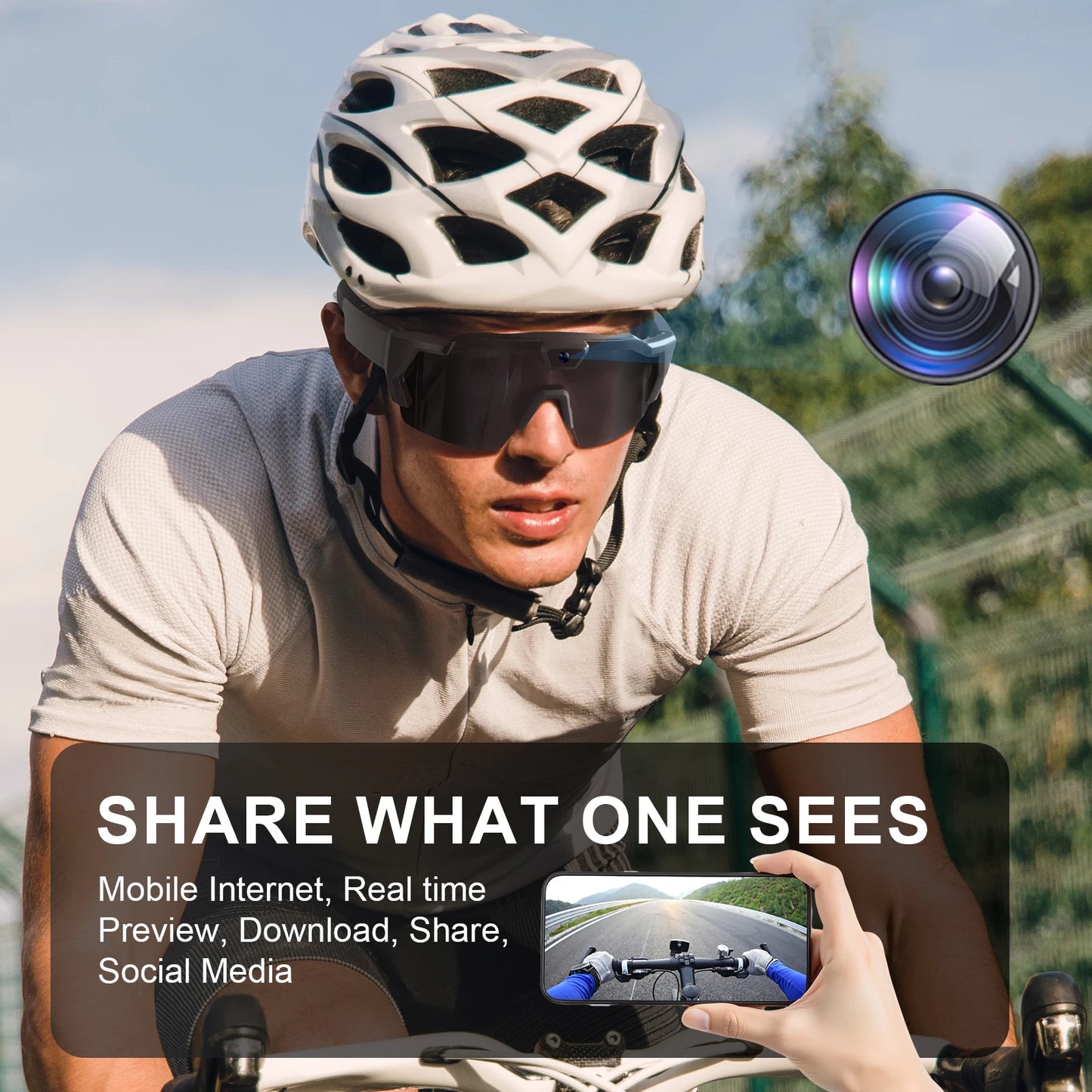 HD Smart Video Glasses Action Camera Sunglasses Wifi Glasses Sports Glasses Outdoor Bicycle Motorcycle Driver Recorder Walk Cam