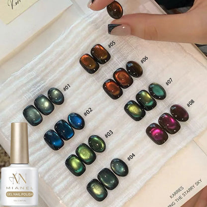 MIANEL Orion Nebula Cat Eye Gel Nail Polish Sparkling Crystal Shimmer Blue Purple Gold 2026 Spring/Summer Unique Special