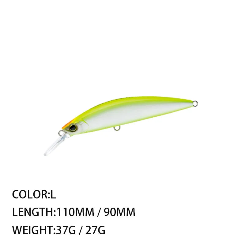 Freshwater Bait Mino 90MM110MM Ultra-long Cast Utra-long Bait Sinking Weight 27g37g Perch Bait Trolling Bait Fishing Tackle