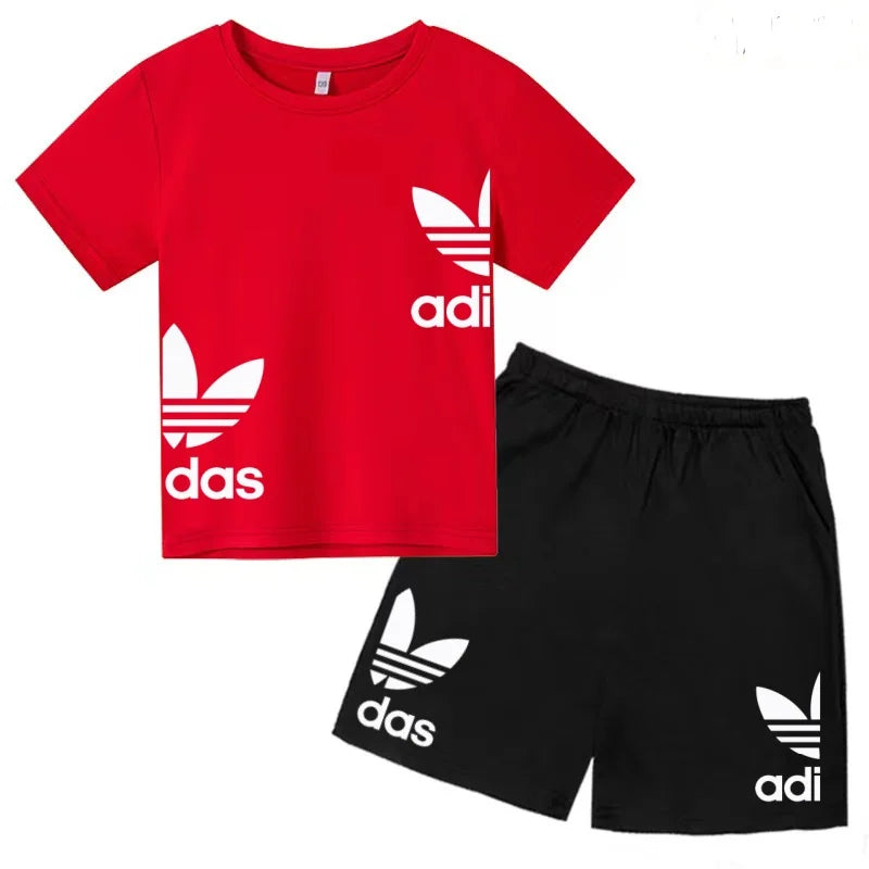 New Children Letter-Print Summer T-shirt Boy Girl Toddler3-12Years Short-Sleeved+Shorts Charming Casual Fashion Sports Brand Set