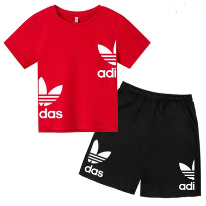 New Children Letter-Print Summer T-shirt Boy Girl Toddler3-12Years Short-Sleeved+Shorts Charming Casual Fashion Sports Brand Set
