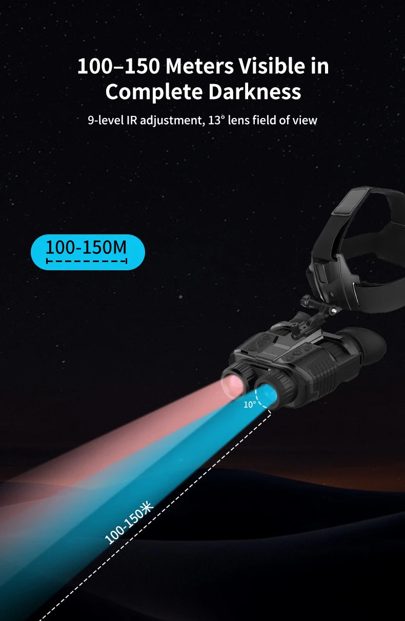 4K Night Vision Binoculars Diopter Eyepiece Dual 1.4" LCD 10X Zoom 3000mAh Level Gauge Infrared Outdoor Observation