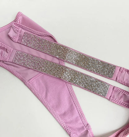 Letter Sexy Panties Women Thongs Rhinestones Diamonds G-string Sports Thong Low Waist Shorts Briefs T-back Fitness S-XL
