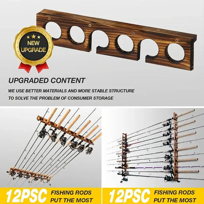 1pair Fishing Rod Holders Up to 6 Rods Fishing Pole Rod Racks Wall or Ceiling Mounted Fishing Pole Rod Holder for Garage Storage