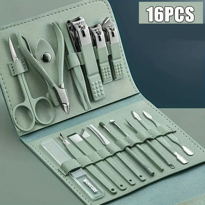 16pcs Nail Clippers and Nail Trimming Tool Set, a Professional Nail Clipper and Pedicures Tool Kit That Is Easy to Carry