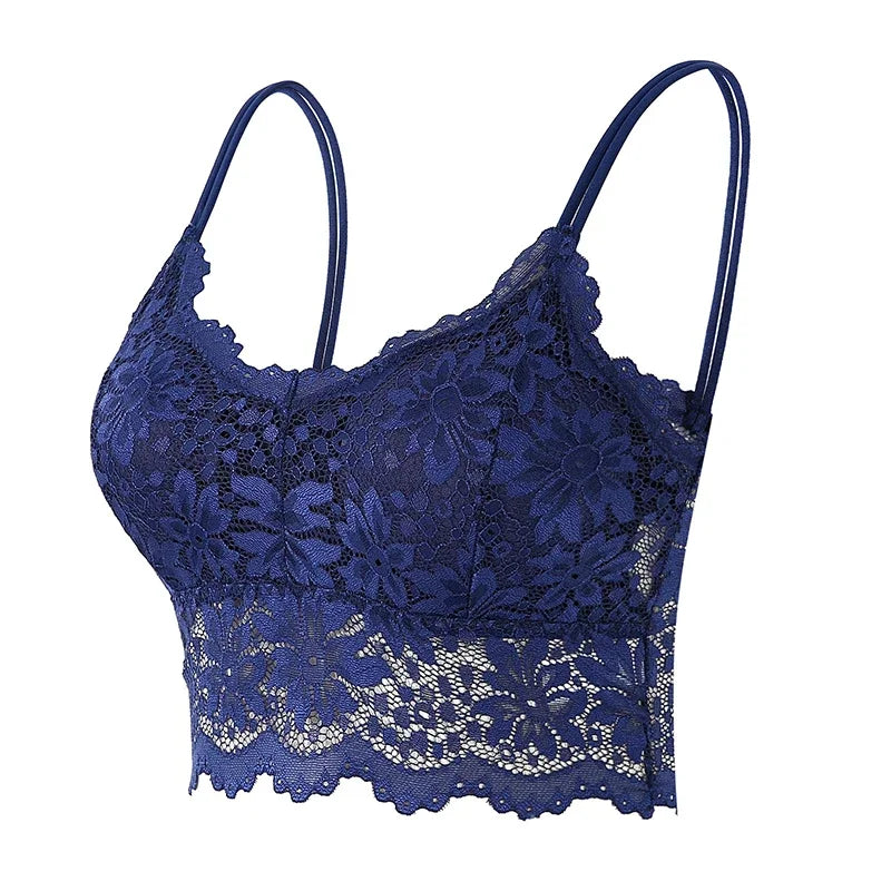 New Women Lace Bras Spring Summer Thin Outside Camisole Solid Underwear Female Hollow Out Vest Bralette Sexy Lingerie Bra