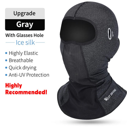 WEST BIKING Cool Men's Hat Summer Anti-UV Full Face Cover Motorcycle Balaclava Ice Silk Breathable Bike Helmet Mask Cycling Caps