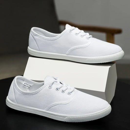 Canvas-sneakers för dam – andningsbara i stor storlek med platåsula