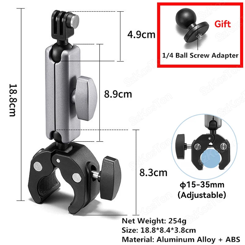 For Insta 360 X5 X4 X3 GO 3S Motorcycle Bicycle Clip Bracket for GoPro 13 12 11 DJI Action 6 Bike Selfie Stick Camera Accessory