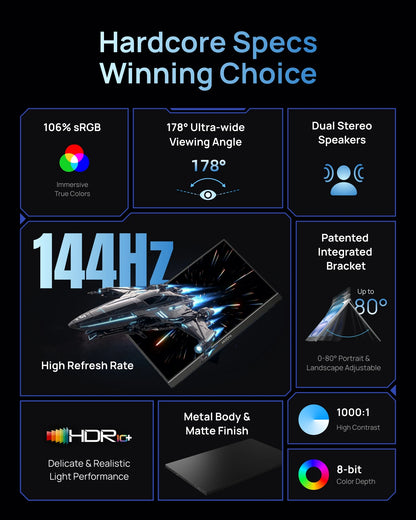ARZOPA Z1FC portabel skärm 16,1 tum – Full HD IPS, 144 Hz