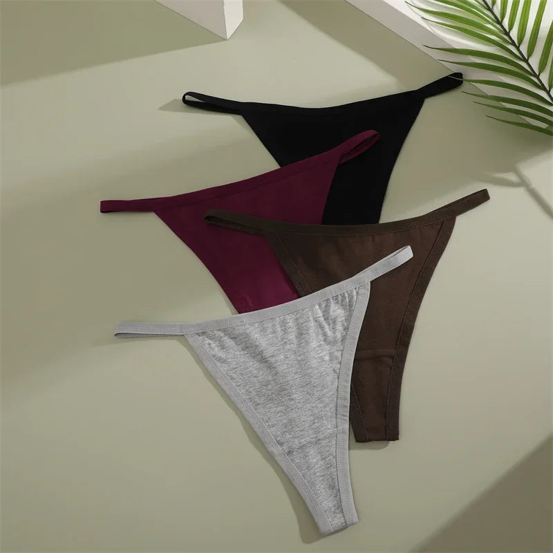 5Pcs Women Cotton Panties Female Thin Belts Underwear Sexy Low Waist G-String Thongs Ladies Soild Panties Breathable Lingerie