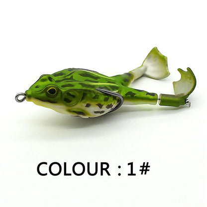 1pc Surface Frog Lure Top Water Bass Fishing Lures Soft Frog Double Propellers Legs Freshwater Rotating Tail Floating Swing Bait