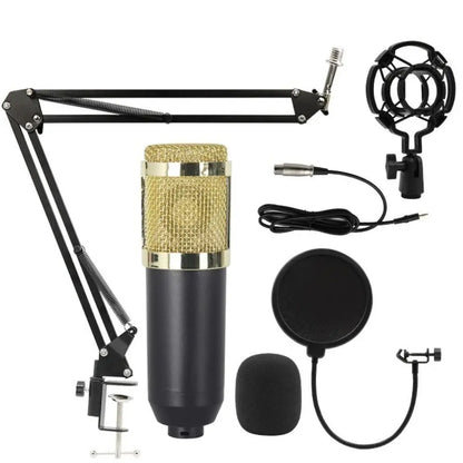 BM800 Condenser Microphone with V8Sound Card Set for Studio Recording AndStreaming Audio Smartphone Live Streaming Bracket Set