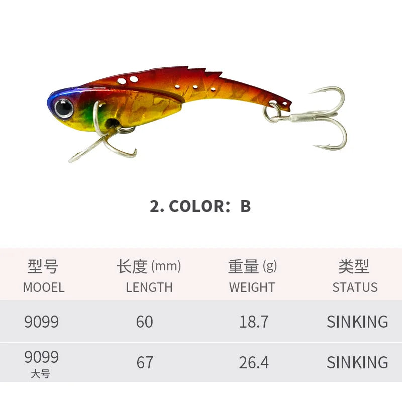 VIB submerged long throw lure for lure fishing, 60MM/67MM, Trembling swim tip 18.7G/26.4GB, VIB false bait fishing lure