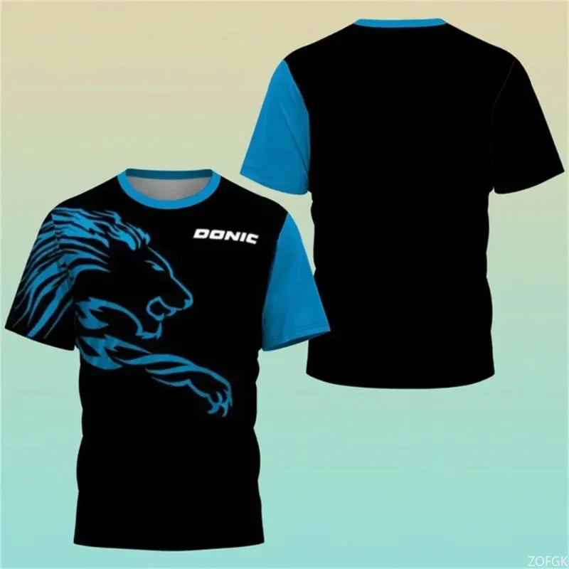 New Hot 3D Printing Boutique Table Tennis Shirt Training T-shirt Sweat Absorption Comfortable Top Badminton Sport T Shirt