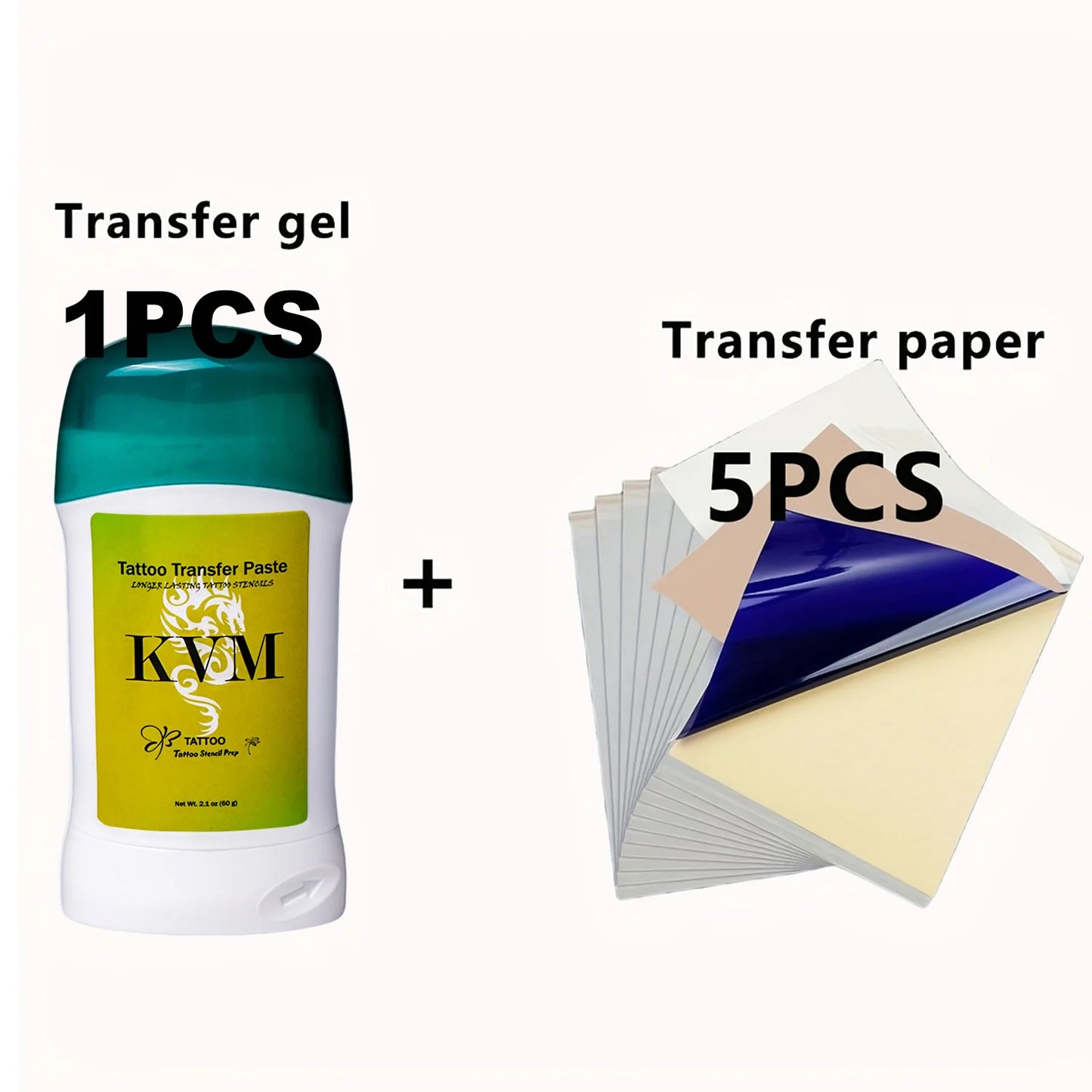 KVM Tattoo Transfer Stick Paste + 4 Layer Thermal Tattoo Transfer Paper Set Clear Long Lasting Tattoo Stencil Kit For Tattoo