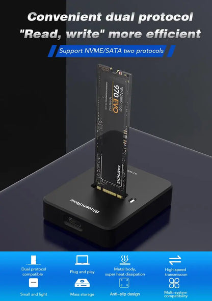 External SSD Hard Disk M.2 SSD Enclosure 10G Reading Writing Speed SSD Case For M.2 NVME SATA SSD Docking Station Plug and play