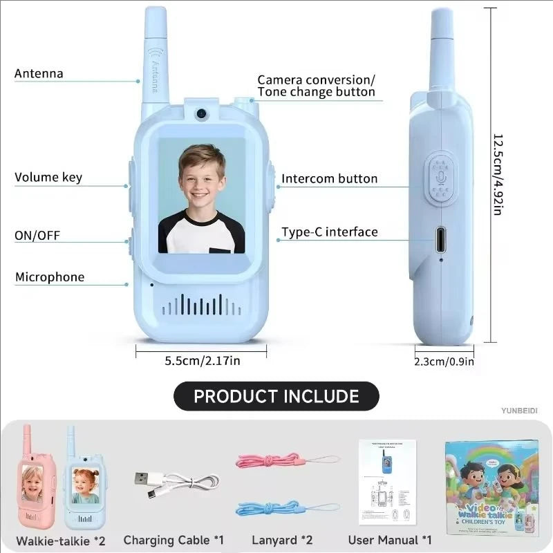 Walkie talkies för barn – uppladdningsbart 2-pack för lek och äventyr