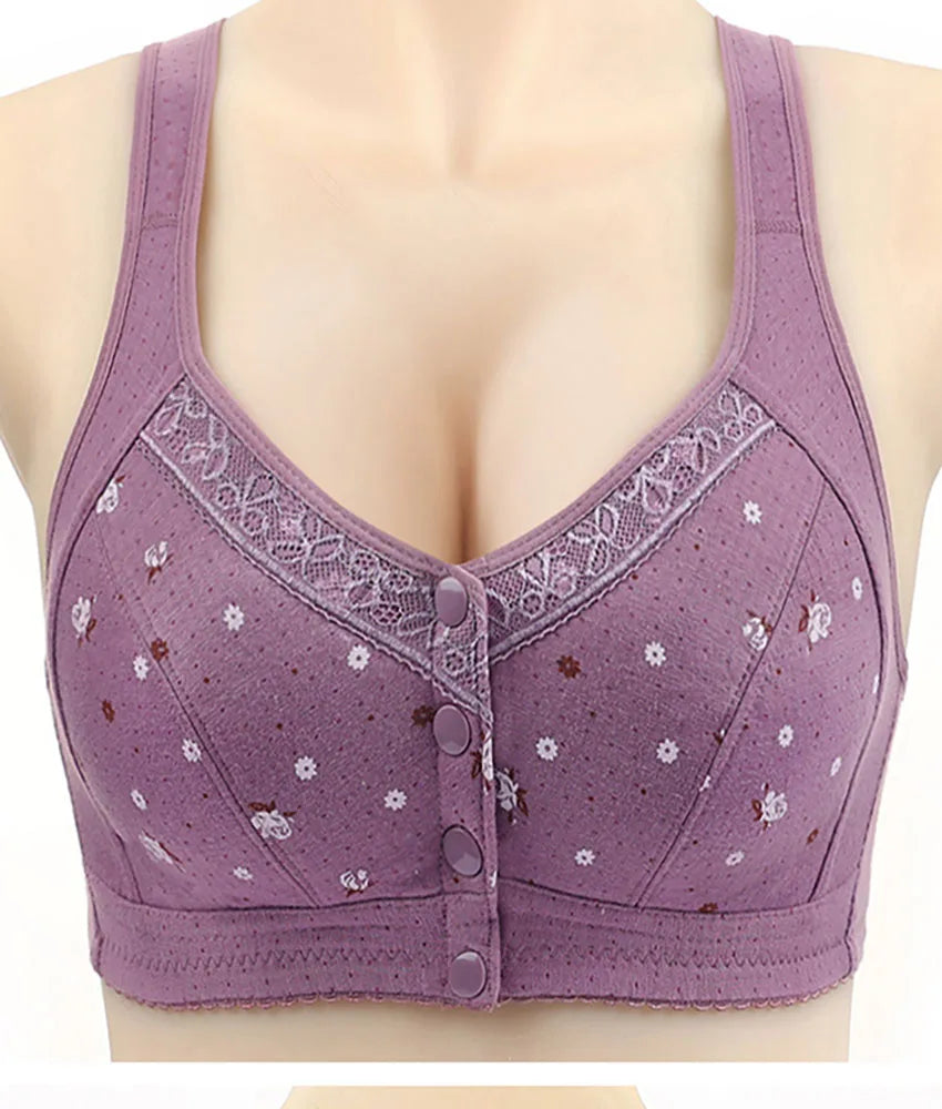 FallSweet 3Pcs/Set Front Closure Bra for Women Plus Size Bras Seamless Wireless Bralette Lace Brassiere Sexy Ladies Lingerie