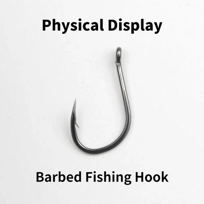 50PCS Single Circle Offset Fishing Hooks – High Carbon Steel Barbed for Carp Fly Fishing & Sea Tackle