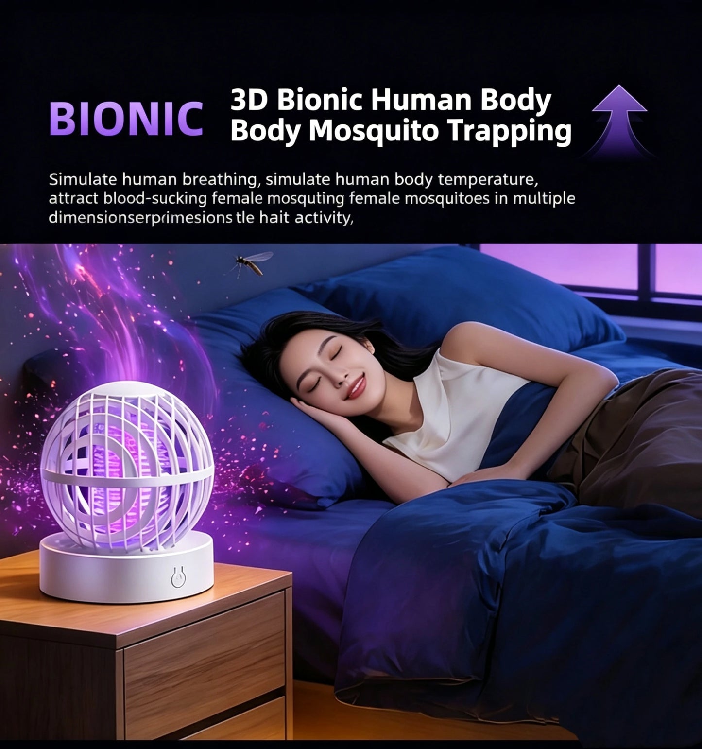 Portable Electric Mosquito Killer Lamp USB UV Light Insect Trap Indoor Home Bedroom Mute Bug Zapper Mosquito Repellent Light