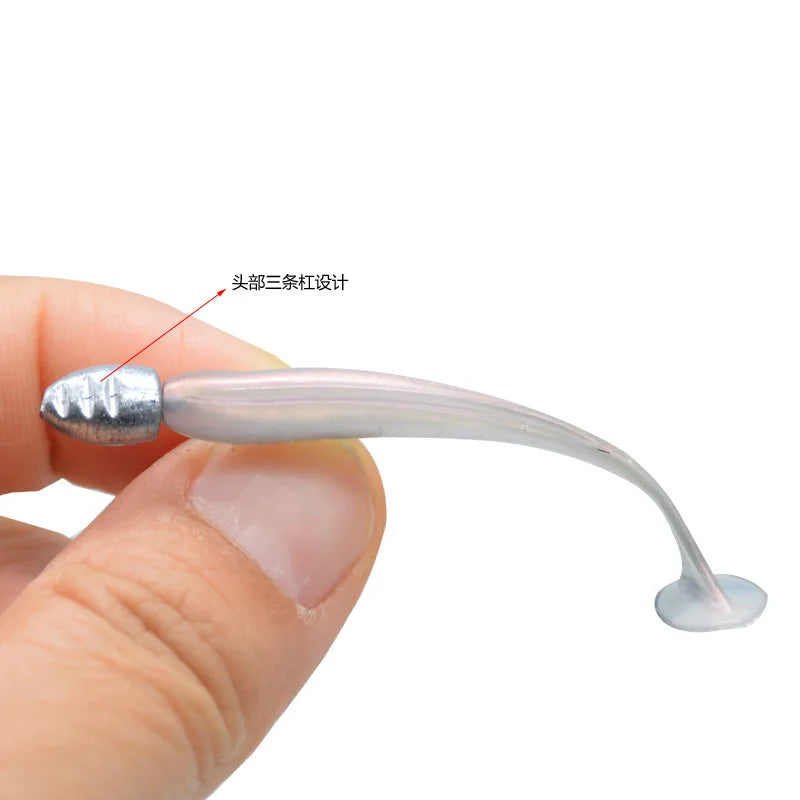 3.2g 6.2cm T-tail Soft Fishing Bait Matched With Head Hooks Artificial Wobblers Swimbait Fishing Tackles For Bass Pike Pesca