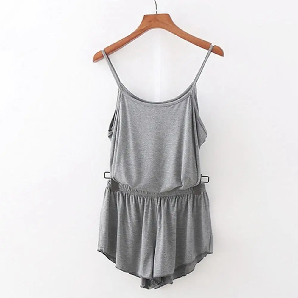 SANWOOD pyjamasset dam med ärmlöst linne och shorts – M–3XL