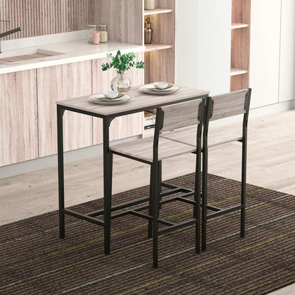 HOMCOM 835-135 barbord med 2 sittmöbler – trädekor och svart metall