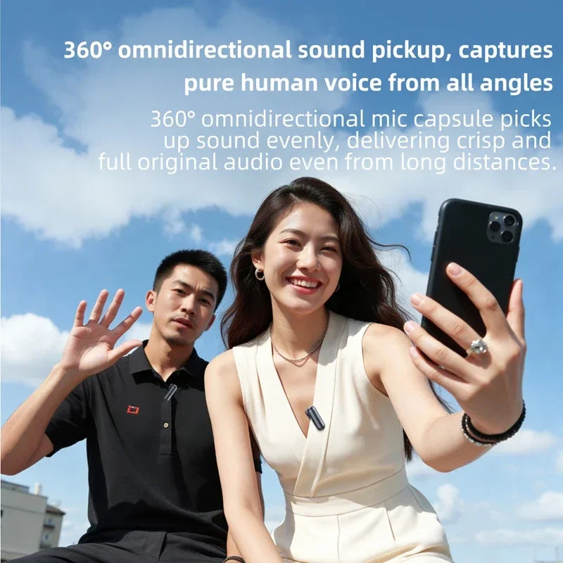 Wireless Mini Lavalier Microphone Live Broadcast Gaming Recording Interview Vlog Professional Microphone for iPhone iPad Android