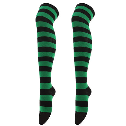 Dam Lolita Overknee Strumpor – Randiga Thigh High Cosplay, 25 Färgkombinationer One Size