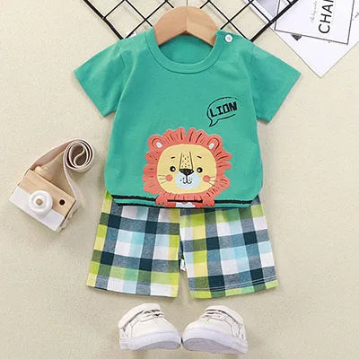 Summer Donald Duck Cartoon 2-Piece Boys Tracksuit Casual Kids Clothing Set T-shirt And Shorts Children 1-4 Years