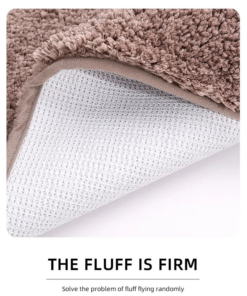 Rounded and thickened bathroom floor mat, bathtub absorbent mat, plush material, anti slip foot mat, entrance door mat, bathroom