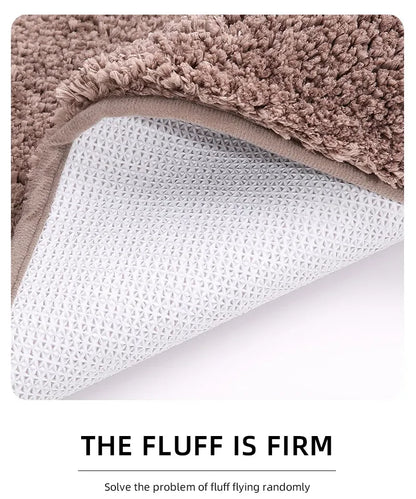 Rounded and thickened bathroom floor mat, bathtub absorbent mat, plush material, anti slip foot mat, entrance door mat, bathroom
