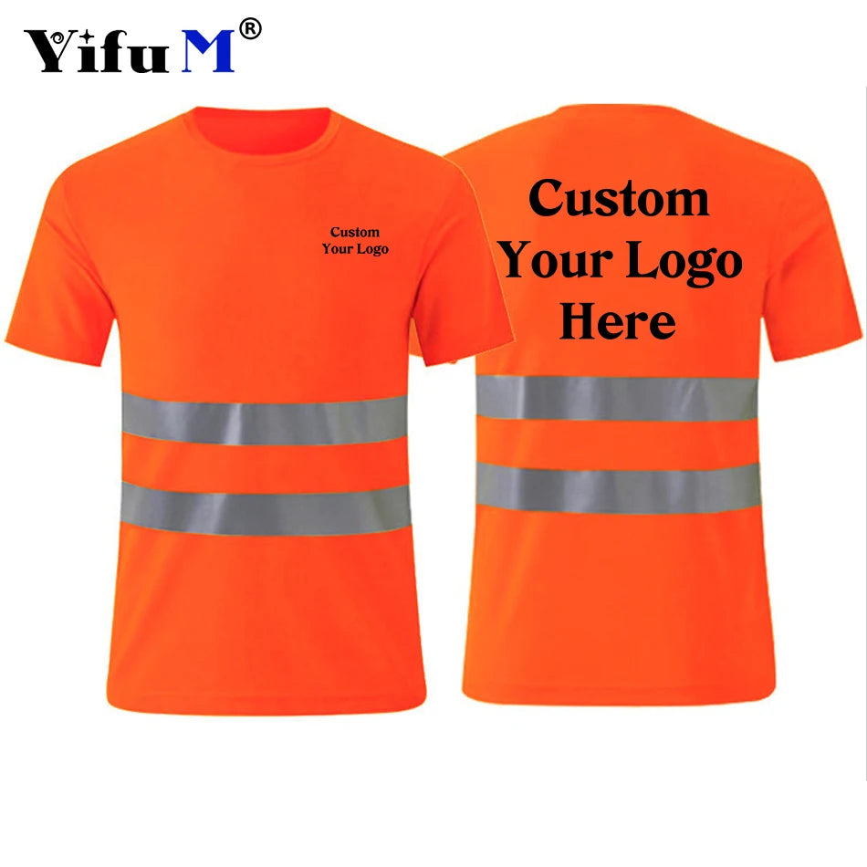 DIY Logo Outdoor Sports Fluorescent High Visibility Safety Work Shirt Breathable Work T Shirt Reflective Vest T-shirt Quick Dry