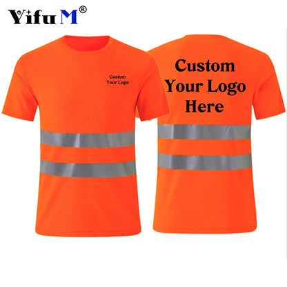 DIY Logo Outdoor Sports Fluorescent High Visibility Safety Work Shirt Breathable Work T Shirt Reflective Vest T-shirt Quick Dry