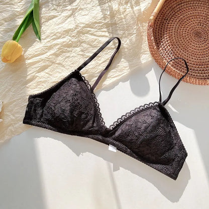 Breathable Sweet Wireless Deep V Bra Shockproof Anti-sagging Underwear for Women Thin Lingerie Lace Push Up Bra Girls