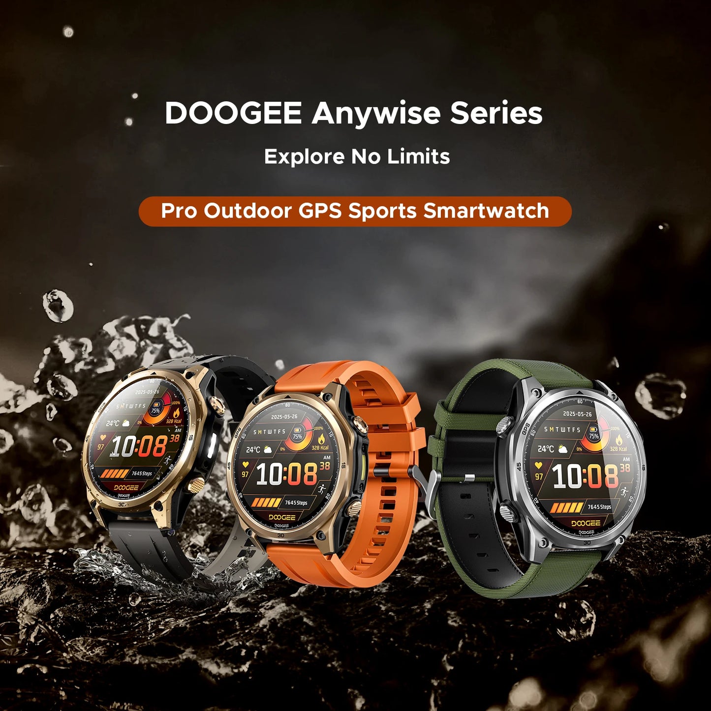 DOOGEE Anywise W1 AI Smartklocka – GPS, 1,43" AMOLED, 24h Hälsomätning, 5ATM Vattentålig, EU-lager