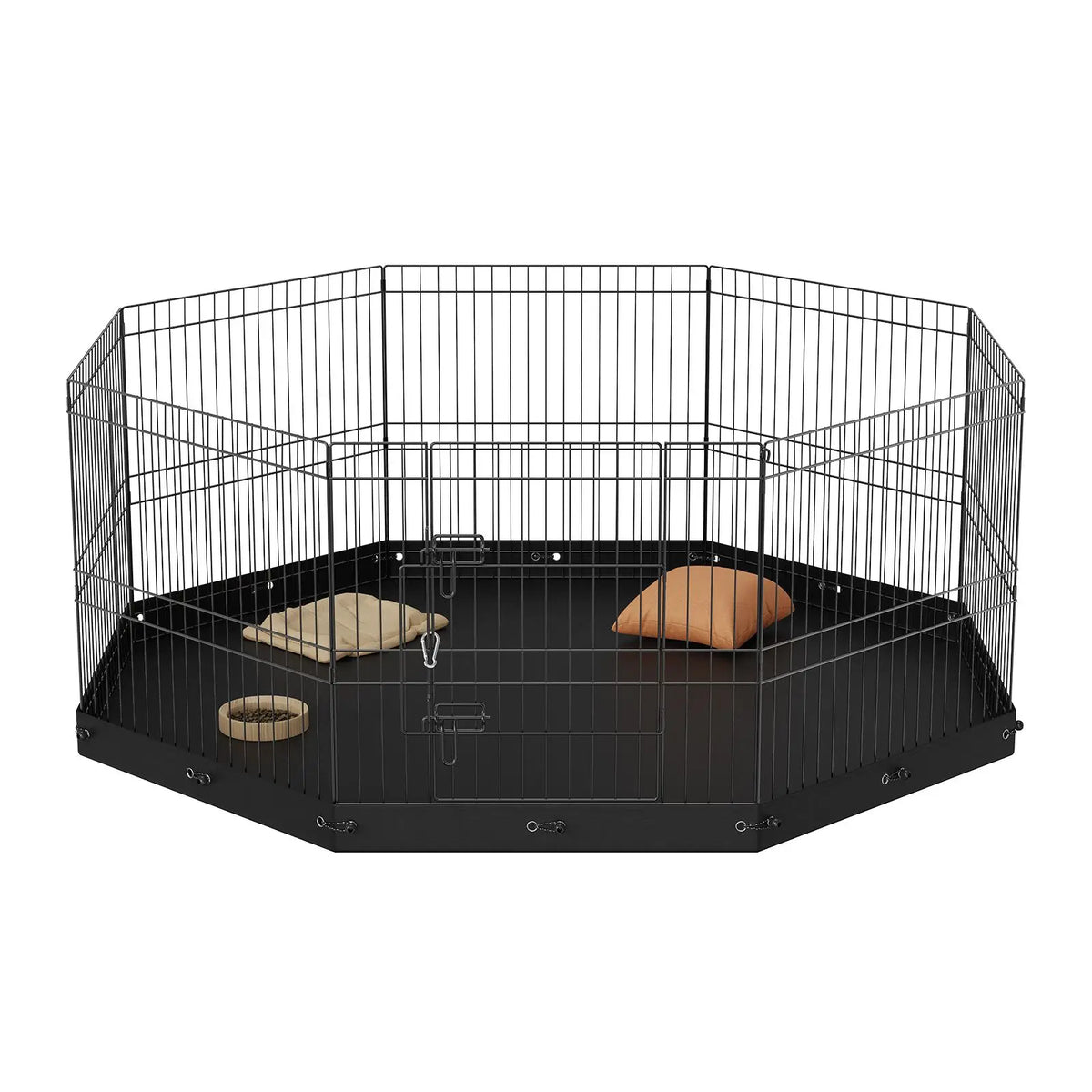 Dog Playpen, 8 Panels Foldable Metal Dog Exercise Pen with Bottom Pad, 61 cm H Pet Fence Puppy Crate Kennel with Ground Stakes, Indoor Outdoor Dog Pen for Small Medium Pets, for Camping, Yard