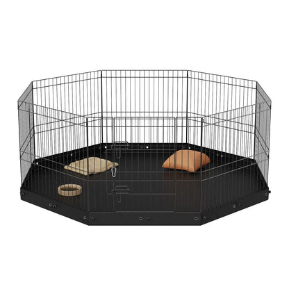 Dog Playpen, 8 Panels Foldable Metal Dog Exercise Pen with Bottom Pad, 61 cm H Pet Fence Puppy Crate Kennel with Ground Stakes, Indoor Outdoor Dog Pen for Small Medium Pets, for Camping, Yard