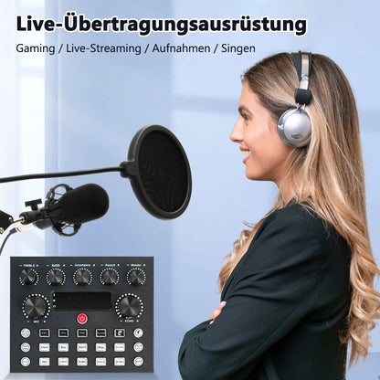 Professional Studio Recording Kit Podcast Music Mixer Equipment Condenser Microphone Set for PC Smartphone Laptop Computer Vlog