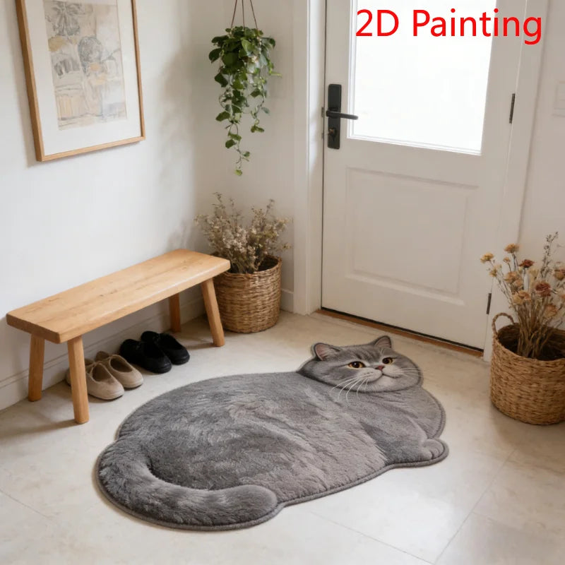 3D Cat Shaped Diatomite Bath Mat High Absorption Non Slip Quick Dry Entryway Floor Pad Household Home Textiles Bath Mat