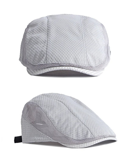 Summer Beret Hats for Man Forward Cap Women Hollow Mesh Breathable Flat Peaked Caps Fashionable Outdoor Cap Adjustable