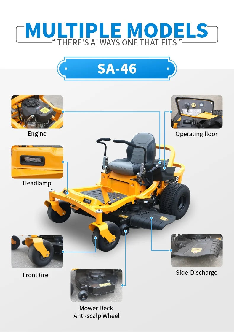 SAAO All Terrain Remote Control Crawler Lawn Mower Grass Cutting Machine for Farms Gardens Orchards and Parks