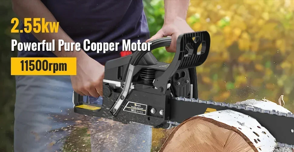 CONENTOOL 58CC 18 Inch Gas Chainsaw 2-Stroke Petrol Chain Saw 2.55kW 11500RPM Wood Cutter for Tree Cutting Firewood Logging Garden Tool