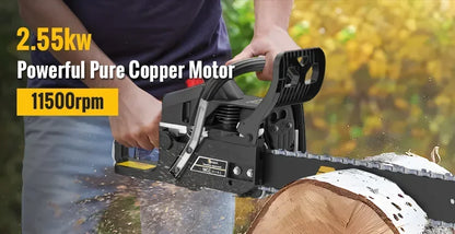 CONENTOOL 58CC 18 Inch Gas Chainsaw 2-Stroke Petrol Chain Saw 2.55kW 11500RPM Wood Cutter for Tree Cutting Firewood Logging Garden Tool