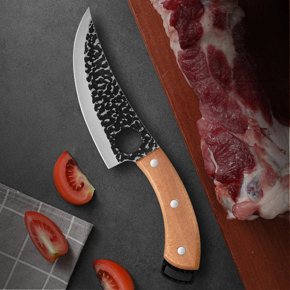 Handsmitt Kockkniv Professionell – Urbeningskniv Slaktarkniv Rostfritt Stål Kök, Valfritt med Bryne/Knivskydd