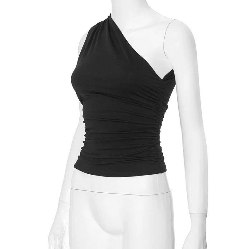 BIDIJONES one-shoulder-topp dam med öppen rygg – enfärgad, S–L