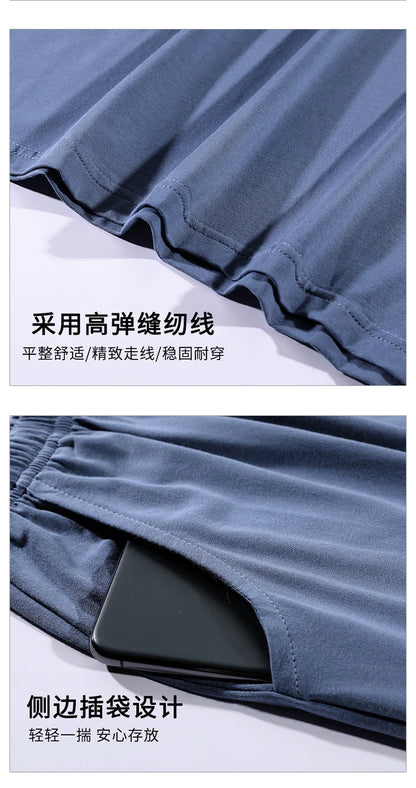 Plus Size L-5XL Modal Men's Pijamas Set Summer Soft Nightwear 3 Pieces Set Pajamas Short Sleep Tops & Shorts & Long Pant Hombre