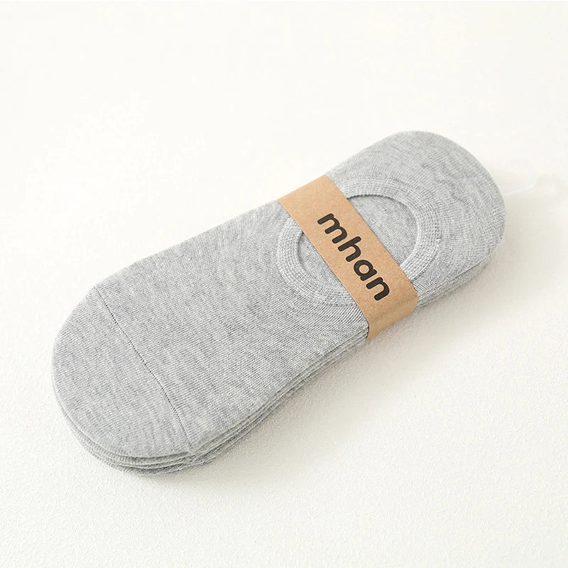 5 Pairs Women's Socks Soft Cotton Breathable Ankle Short Socks Spring Summer Solid Color White Black Anti-slip Boat Sock For Men