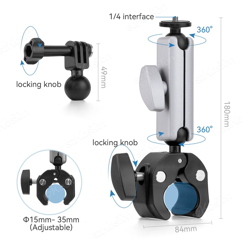 For Insta 360 X5 X4 X3 GO 3S Motorcycle Bicycle Clip Bracket for GoPro 13 12 11 DJI Action 6 Bike Selfie Stick Camera Accessory